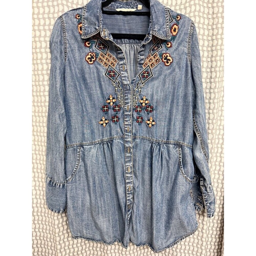 Soft Surroundings Embroidered Denim Tunic